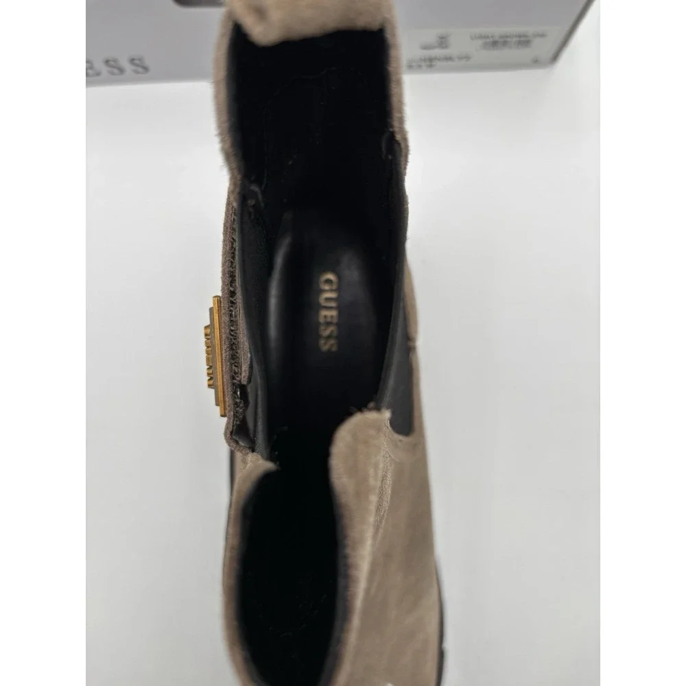 GUESS Women's Chelsea Boots‎ Suede Chunky Lug Sole Brown Ankle Booties Size 8.5